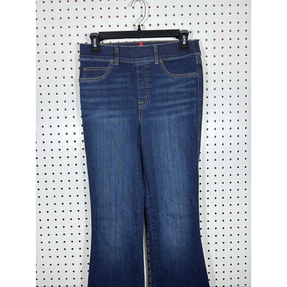 Spanx EveryWear Flare Jeans Dark Wash High Rise Long Blue Midnight Shade size S - Picture 4 of 9